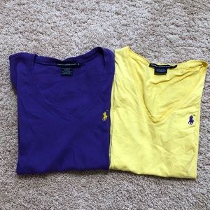 TWO Ralph Lauren Women Sport Shirt Purple Yellow